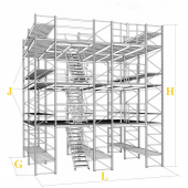 Складской мезонин на основе паллетных стеллажей 648м2 (3 этажа, металлический)